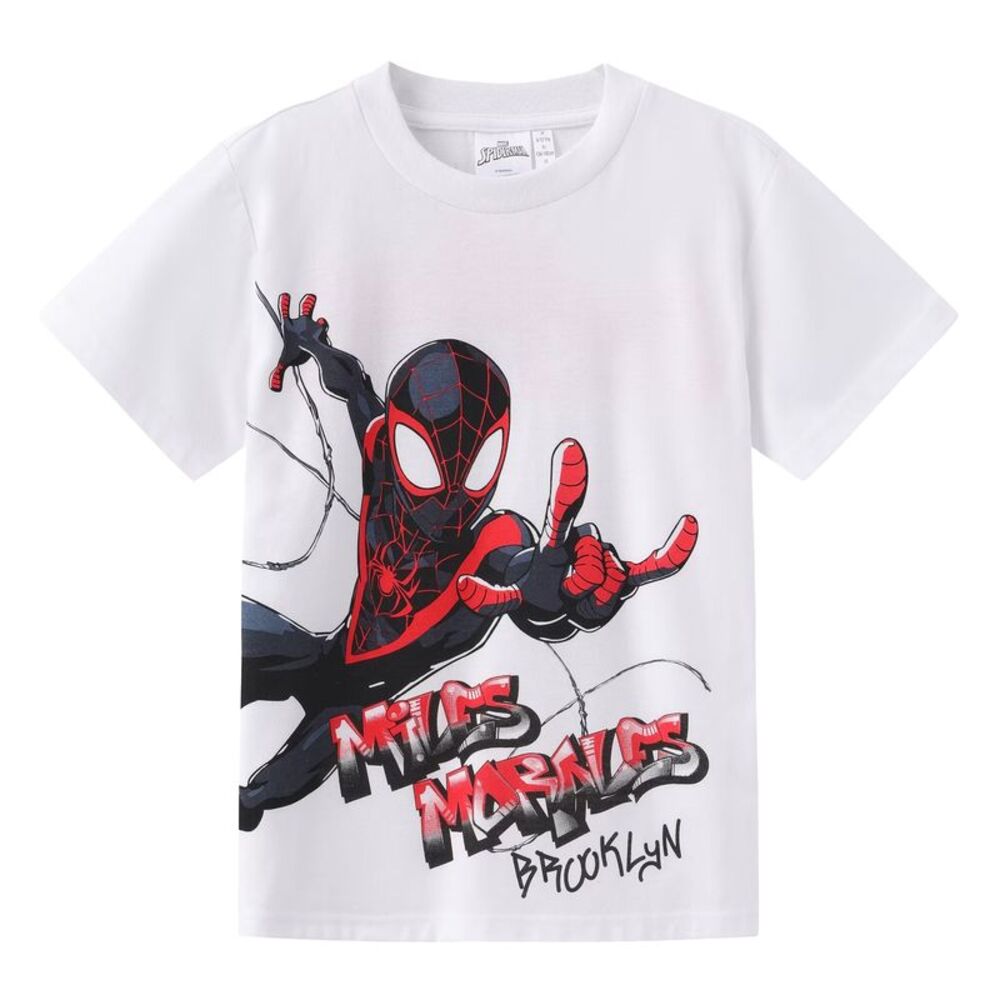 Spider-Man Boys Miles Morales Short-Sleeved T-Shirt / White